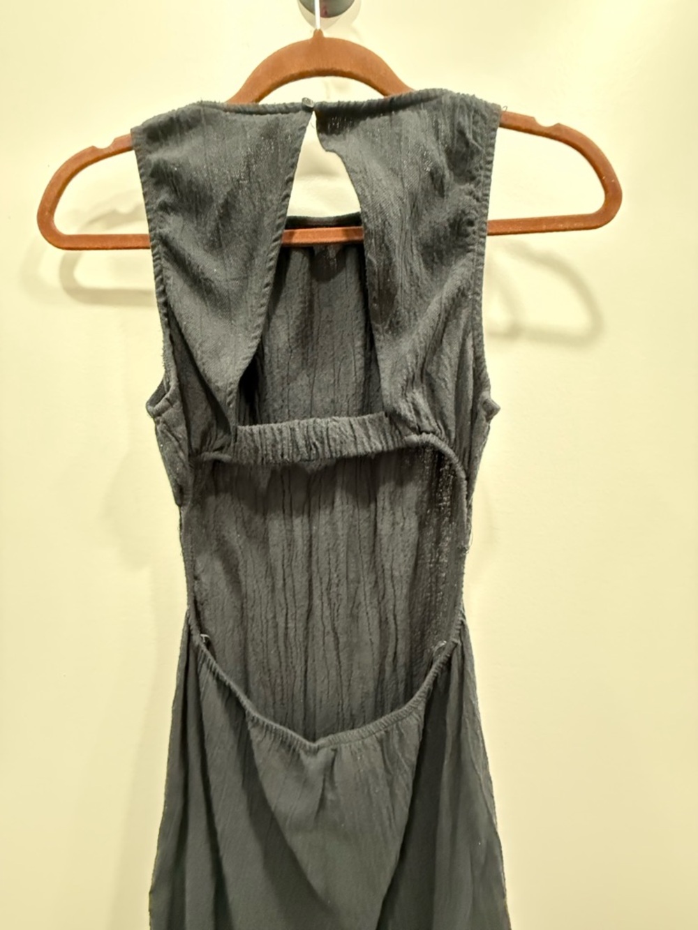 Black linen open back dress size m